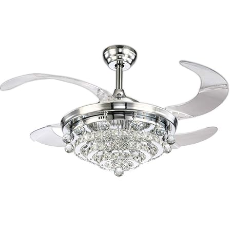 Lighting Groups Modern Ceiling Fan Crystal Retractable Blades