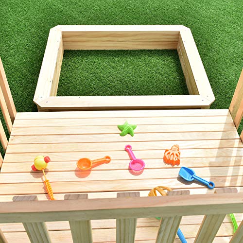 image for Costzon Kids Retractable Playhouse w/ Sandbox Canopy, Non-Woven Fabric