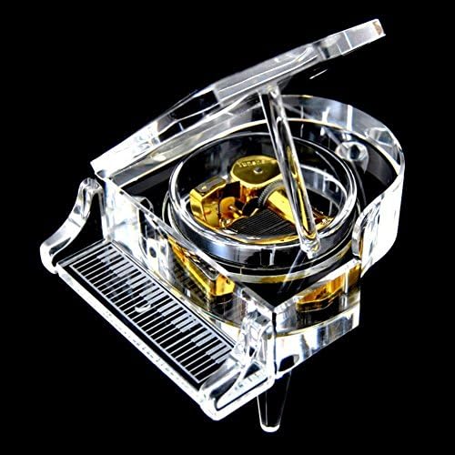 Qxmall Wind Up Gold Plated Heavy Feel 2lbs 5.9" 5.1" 3.7" K9 Crystal Music Box Piano-Always with Me