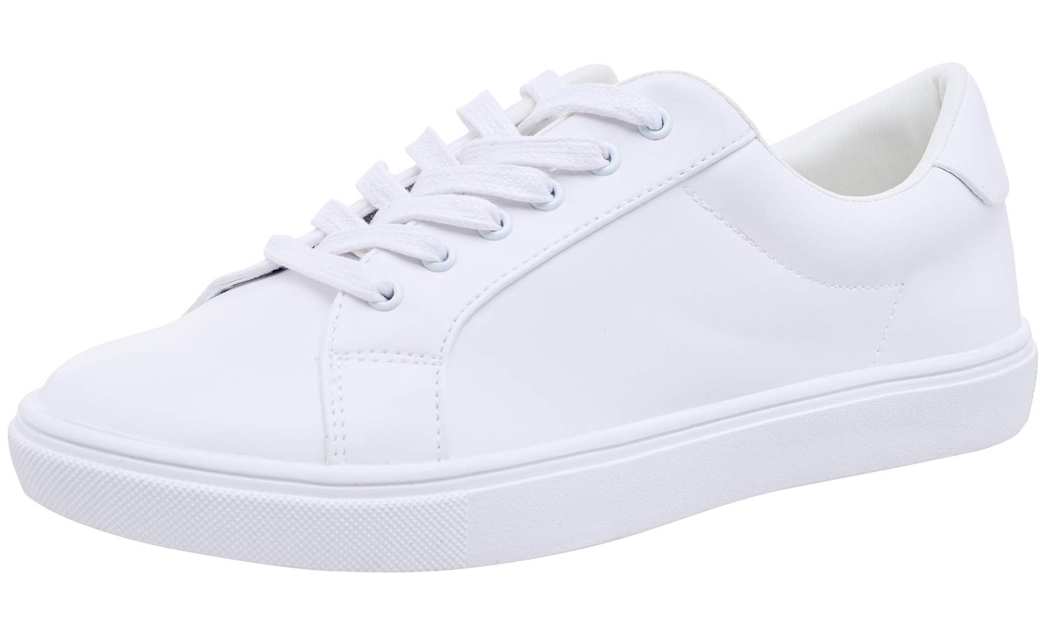Photo 1 of FEVERSOLE Women's Fashion Vegan Leather Casual Daily Lace Up Sneaker White Eyelet Size 8 M US