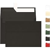 A7 Black Envelopes 100 Pack, Goefun Self Seal Printable Envelopes for Invitation, 5x7 Greeting Cards, Graduation, Birthday, 5.25 x 7.25 in, 120GSM