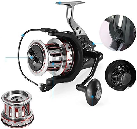 COONOR Large Spinning Reel Fishing Corrosion Resistant Bearings Left/Right Interchangeable 12 Shielded Ball Bearings Metal Folding Handle Silver
