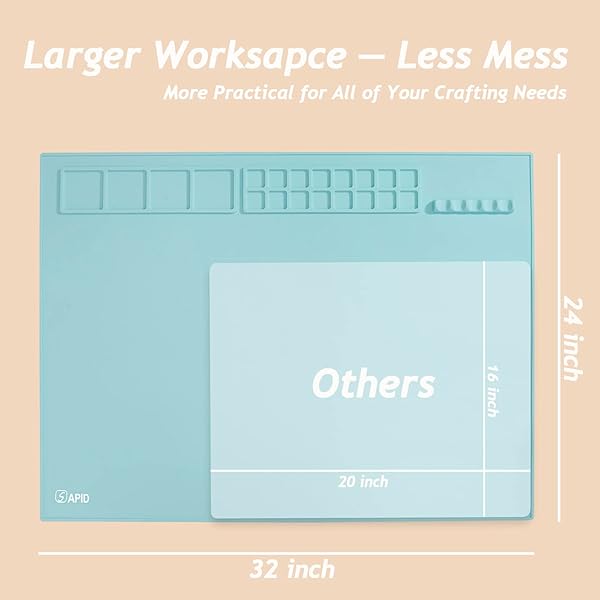 EXTRA LARGE 32″×24″ SILICONE PAINTING MAT WITH RAISED EDGES, NONSTICK SILICONE CRAFT MAT FOR RESIN CASTING, SILICON ART MATT FOR KIDS, CREATOR, SILICONE MATS FOR CRAFTS, CLAY, SAPID, MINT GREEN
