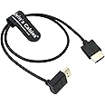 Alvin's Cables 8K HDMI 2.1 Cable High Speed Thin Straight HDMI to Up Angle HDMI for Atomos Ninja V Monitor, Z CAM E2, Sony FS5| FS7| A7S3 Cameras 19.7inches|50CM
