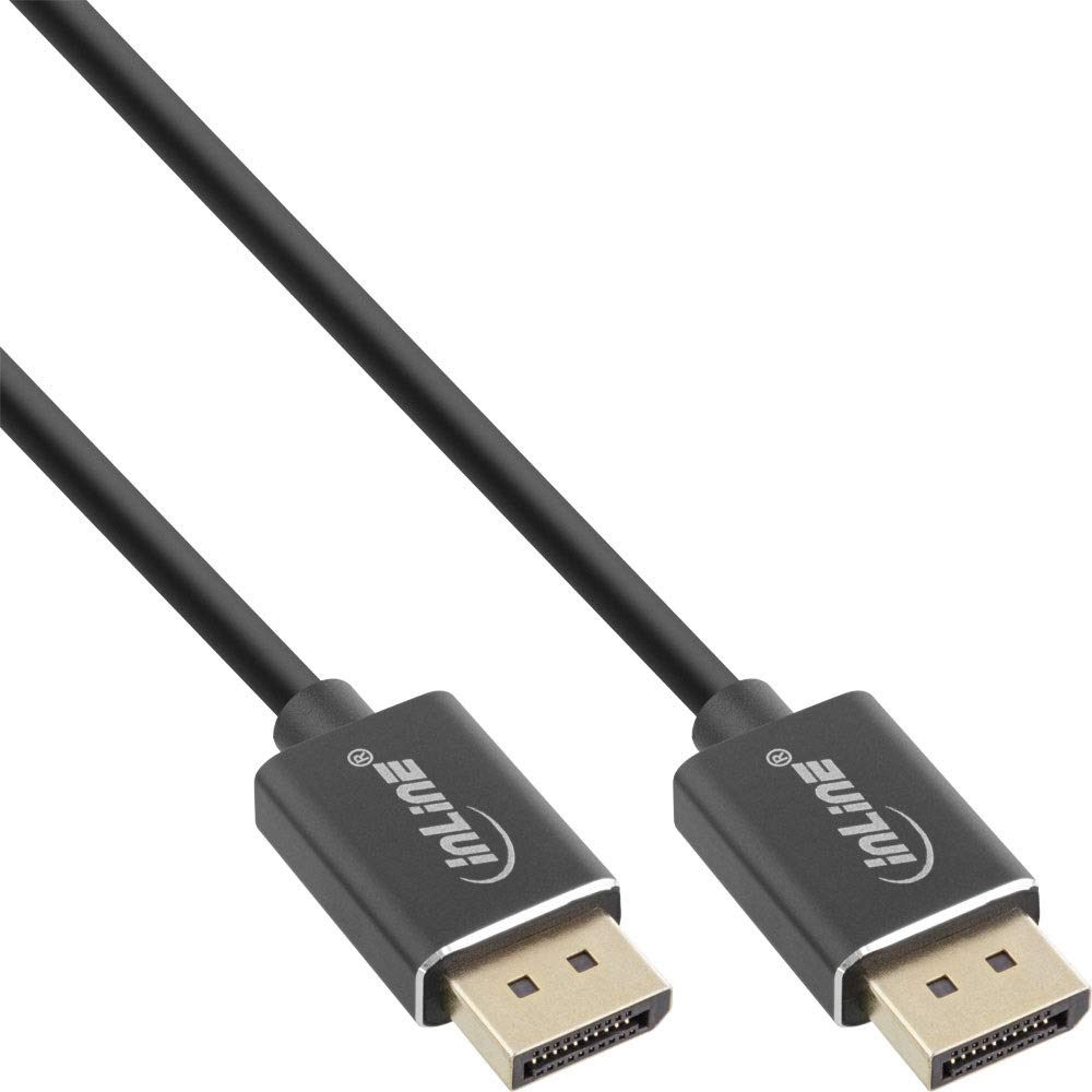 InLine® DisplayPort 1.4 Cable Slim 8K4K Black Gold-Plated Contacts 1.5 m