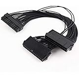 Adaptermvp Dual PSU Power Supply Extension Cable for ATX Motherboard,Full Copper 24pin Chassis Power Start line,24 pin to 24(