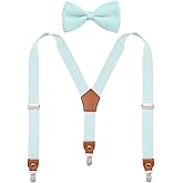 DEOBOX Suspenders for Boys Men's & Bow Tie Set Adjustable with Strong Clips