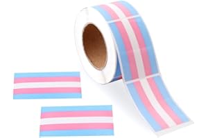 FUNDRAISING FOR A CAUSE Transgender Pride Stickers on a Roll - Rectangle Shaped (250 Stickers) - Support LGBT Causes