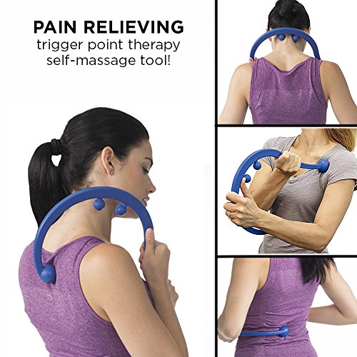 Empower Back and Neck Massager Tool, Trigger Point Self Massage Hook, Myofascial Release, Deep Tissue Massage Hook, Muscle Knots, Blue - Thumbnail 2