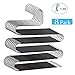 Benavvy 8pcs Pants Hangers S-Type Jeans Trousers Hangers Stainless Steel Clothes Hangers Closet Space Saving for Pants Jeans Scarf Organizer (Black with 10 Clips)