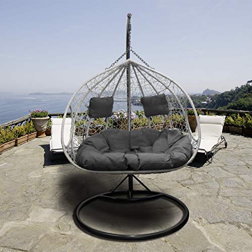 Trendyshop365 XL Polyrattan Outdoor Hängesessel mit Gestell inklusive Polster und Kissen Hängeliege Hängestuhl Garten – Bild 3