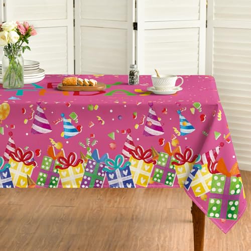 Horaldaily Pink Birthday Tablecloth