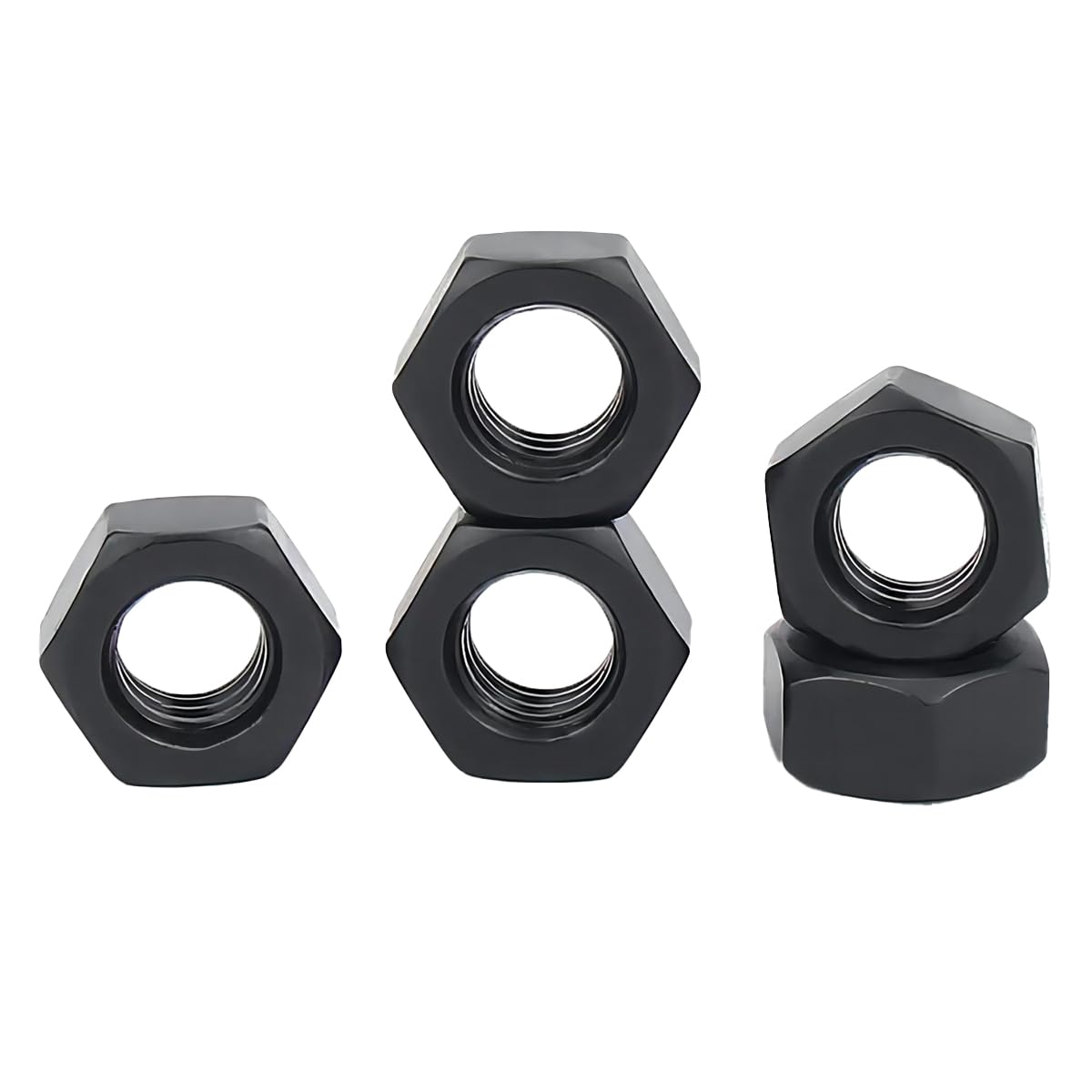 Qrity 10 Pieces Hexagon Nut, M14 Hex Nut, Black Carbon Steel Hardware Nut Fasteners, Hex Full Nuts for Bolts & Screws