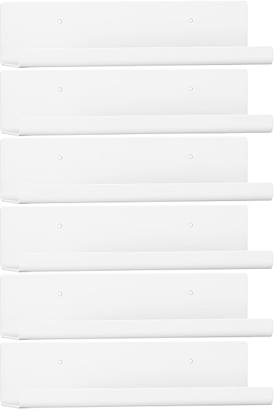 WELDUN Floating Shelves Set of 6 White Wall Mounted Picture Ledge Display