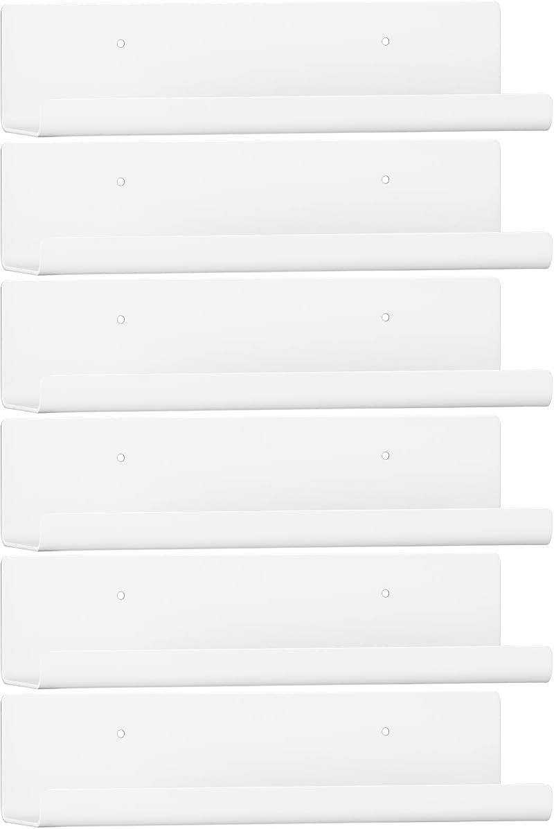 WELDUN Floating Shelves Set of 6 White Wall Mounted Picture Ledge Display