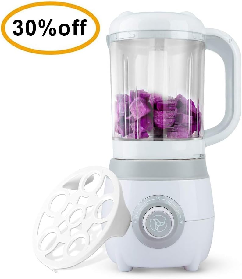 HIP TEC Baby Food Blender, Healthy Steam Baby Meal Blender, Easy-to-Use Defrosting Functions-White