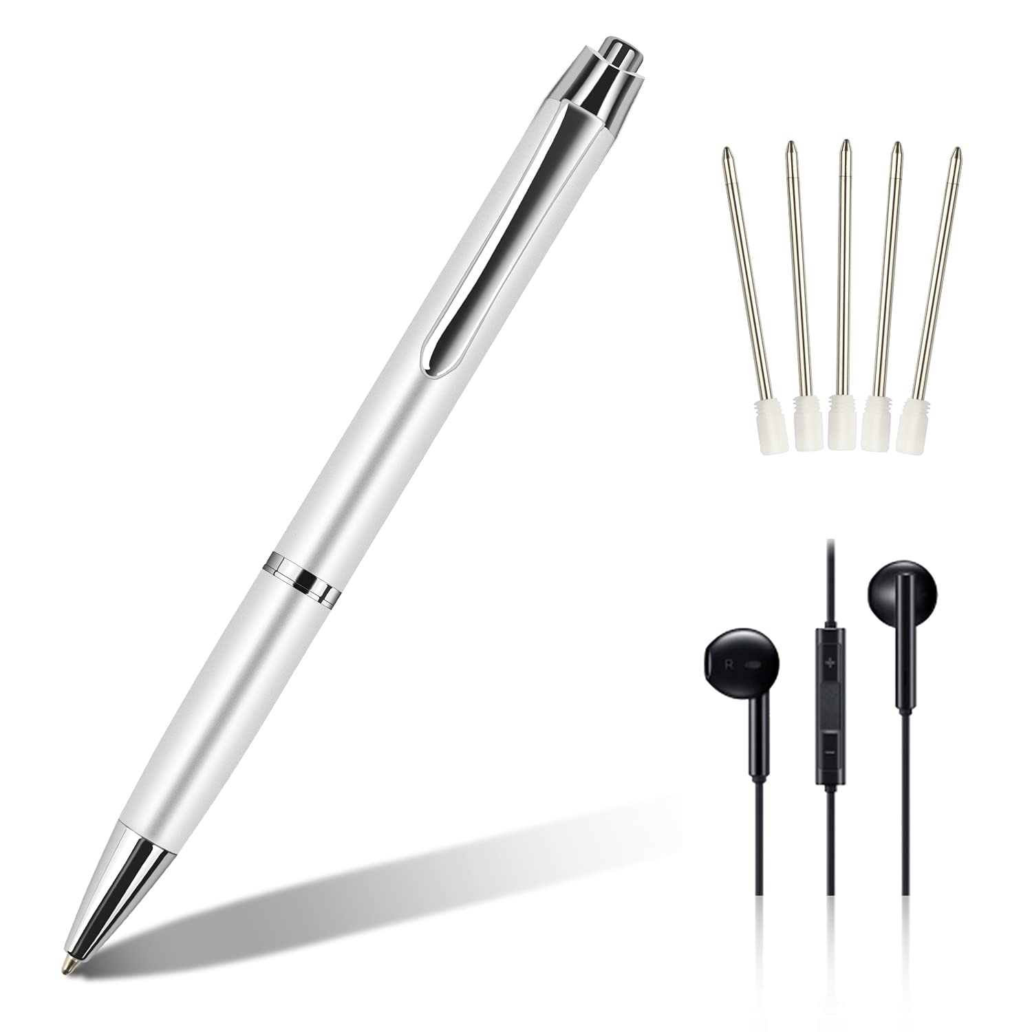 DEXION ボイスレコーダー ICレコーダー ペン型 32G大容量 録音機 ペン型ボイスレコーダー 25時間連続録音 軽量 極細 小型 長時間連続録音 2276時間録音保存 ワンタッチ録音 音声検知自動録音 全指向性マイク内蔵 OTG機能 MP3プレーヤー 簡単操作 携帯便利 ノイズキャンセリング技術 Windows＆Mac＆Android対応替え芯（5本セット）商品画像