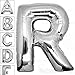AFTERLOON® 40 Inch Giant Jumbo Helium Foil Mylar Alphabet Balloons for Graduation Anniversary Celebration Bridal Shower Wedding Birthday Party Decorations, Premium Quality, Glossy Silver Letter R