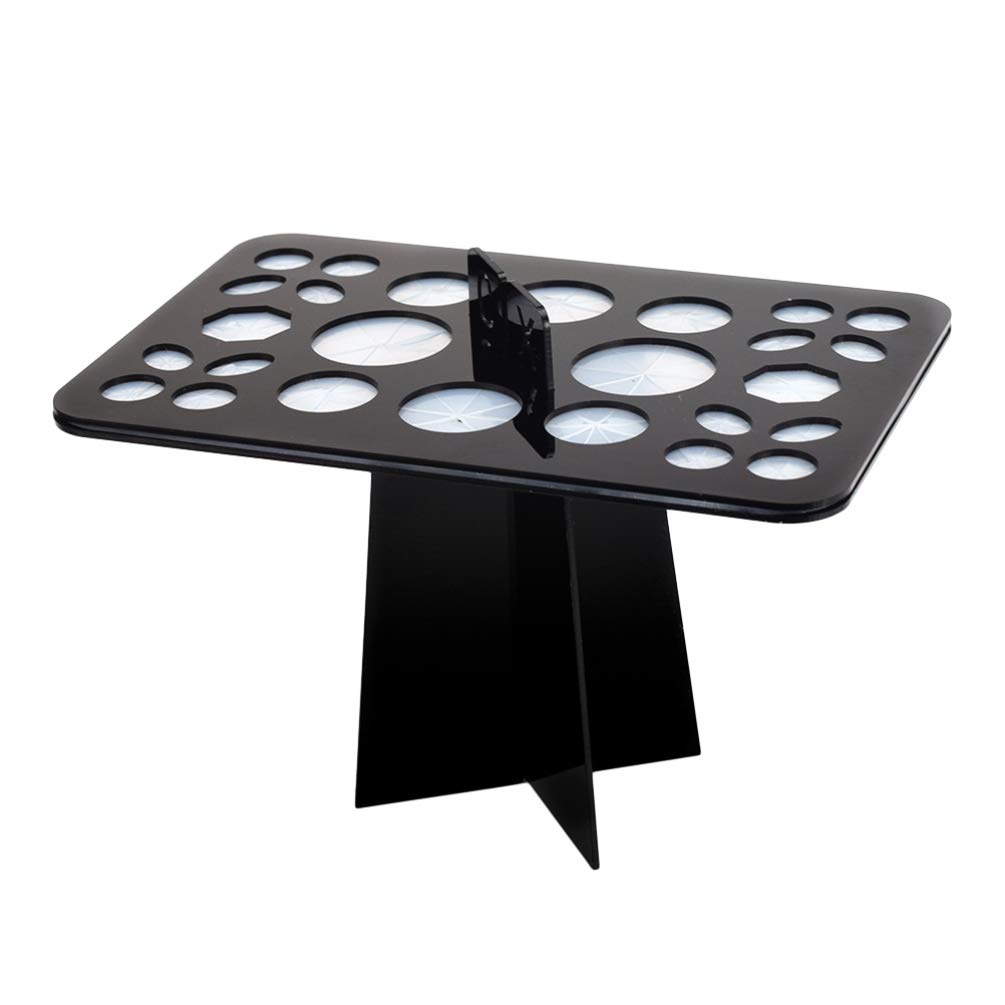minkissy Silicone Makeup Applicator Makeup Brush Drying Rack 26 Holes Brush Holder Dryer Stand (Black)