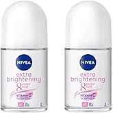 NIVEA Women Extra Brightening Roll-On Deodorant 25ml | 48H Sweat &amp; Odor Protection | Smooth Underarms | Vitamin C &amp; Licorice Formula | Gentle Skin Care for Fresh, Bright Confidence | 2-Pack