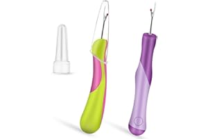 Giantree 2 PCS Sewing Seam Rippers, Sewing Seam Thread Removers Stitch Rippers Handy Unpicker Ergonomic Grip Thread Stitch Remover Tool for Sewing Crafting Knitting Embroidery(Purple+Green)