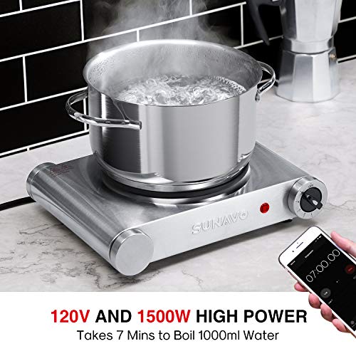 SUNAVO Hot Plate for Cooking Portable Electric Single Burner 1500W 5