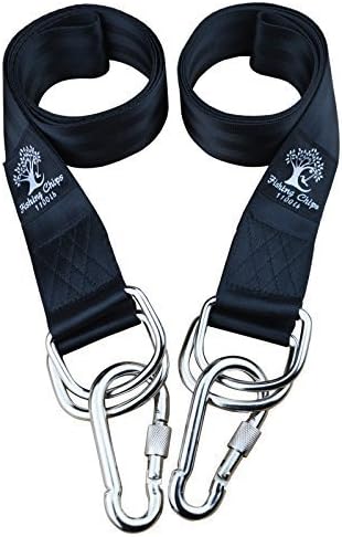 Tree Swing &amp; Hammock Hanging Kit Straps -Two 5 ft Straps Holds 2200 lbs. -Attaches 2 Heavy Duty Carabiners Hook, Easy &amp; Fast Swing Hanger Installation，No Stretching-Better than Swing Rope &amp; Chain!