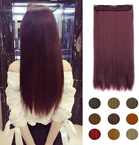 24"Hair Extensions 1 Piece 5 Clips 3/4 Full Head Long Curly Wave Straight Hairpieces