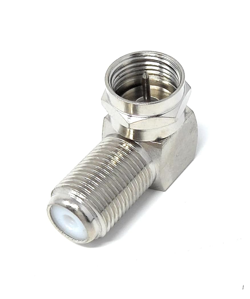 DRUT 1pcs. F Type Male to Female Socket Right Angle Coupler Satellite Cable Adapter (Silver)