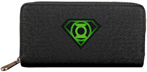 Singuru Green Lantern PU Leather Zipper Wallets Black