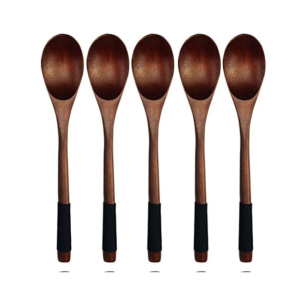 AOOSY-5-Pieces-Wooden-Spoon-Set-Long-Handle-Janpanese-Style-Nanmu-Wood-Rice-Soup-Table-Mixing-Cooking-Spoons-for-Kitchen-Dinner-Lunch-Tableware-Setwith-Black-Rope AOOSY 5 Pieces Wooden Spoon Set Long Handle Janpanese Style Nanmu Wood Rice Soup Table Mixing Cooking Spoons for Kitchen…