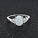 Haluoo Sterling Silver Ring Oval Lab Round Opal Engagement Promise Band Ring White Sapphire Halo Diamond Wedding Rings Women Jewelry Gift (6, Silver)thumb 4