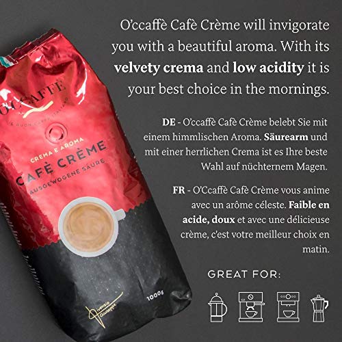 O'CCAFFÈ – Café Crème | 1 kg ganze Kaffeebohnen | säurearmer, aromatischer Kaffee Crema | extra langsame Trommelröstung… – Bild 3