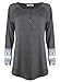 Phoenix Womens Long Sleeve Scoop Neck Blouse Geometric Print Henley Tee Shirt, Large