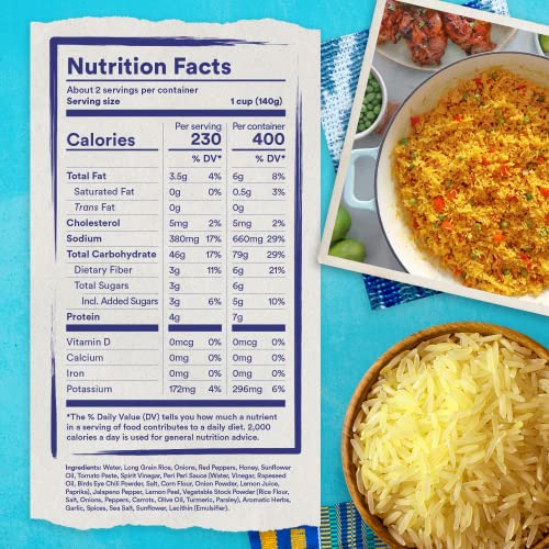 Tilda Ready to Heat Peri Peri Steamed Rice, Convenient Microwaveable