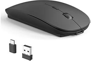Wireless Mouse for MacBook Air/Pro, USB A & USB C Rechargeable Laptop Mouse, Slim Portable Optical Mice, Quiet Click, Long Ba
