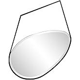 Howard Elliott Collection Hayes Asymmetrical Wall Mirror, Matte Black Metal Frame with Beveled Edge in Modern Boho Design for