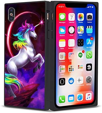 iPhone X 10 Case Unicorn Square Phone Case for iPhone X 10 TPU Soft Flexible Shockproof Back Cover Phone Case