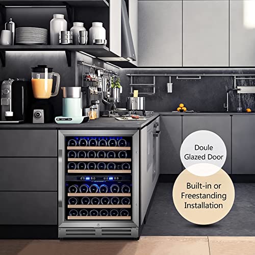 Karcassin 24 Inch Wine Cooler Refrigerator, 46 Bottle Builtin