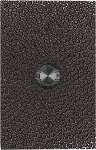 Waterwood Solid Brass Large Hammered Plate Doorbell in Black