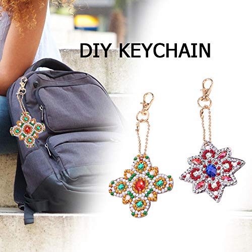 4pcs DIY Key Chain Diamond Painting Mosaic Making Kits 5D Full Drill Special Shaped Diamond Painting Keychain Pendant