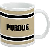 Purdue University Stripes Ceramic Coffee Mug, Novelty Gift Mugs for Coffee, Tea and Hot Drinks, 11oz, White