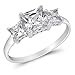 CloseoutWarehouse Princess Cut Cubic Zirconia Three Stones Ring Sterling Silver (Color Options, Sizes 2-15)