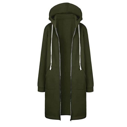 Rosennie Damen Hoodies Sweatjacke Winter Jacke Mantel Frau Lange Mantel mit Kapuze Jacke Outwear Frauen Warm Zipper Long Coat