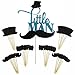 JCKEL Shxstore Little Man Cake Topper Mini Mustache Hat Bowtie Cupcake Picks for Baby Shower Birthday Party Decorations Supplies, 31 Counts