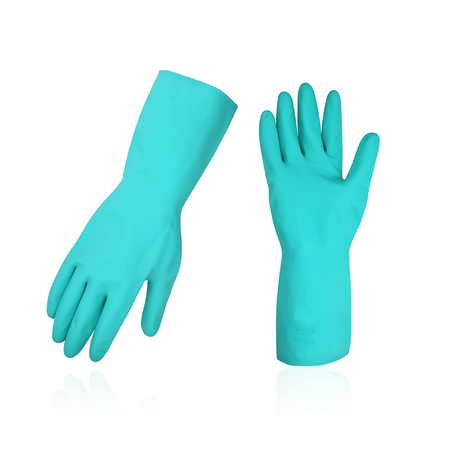 Vgo... 3Pairs Reusable Household Gloves, Dishwashing Gloves/Kitchen Cleaning/Gardening Nitrile Gloves, Latex Free, Waterproof(Size M, Green, NT2141)