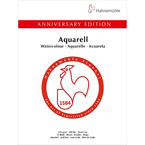 Hahnemuhle Anniversary Edition 425gsm Watercolour Block 24x32 Centimetre, 15 Sheets, Matt