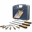 MulWark 9pcs Premium Grade Tempered High Carbon Steel Carpenter File Kit-Round Rasp Half Round Flat&Mini Needle Files Set-Best Assortment Tools To Shape,Sharpen,De-burr Hobby Models,Soft Metals&Woods