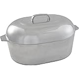 IMUSA USA Heavy Duty Cajun Oval Cast Aluminum Roaster 13", Silver