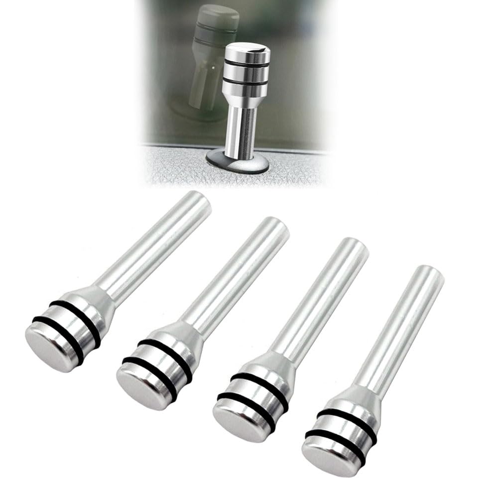 Photo 1 of 4 Pcs Car Door Lock Knobs, Universal Door Lift Bolt Auto Inner Door Pull Pins Aluminum Alloy Door Lock Pin Cover Modification Door Lock Bolt Pin Cover for Cars, Trucks (Sliver)